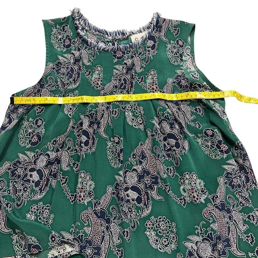 Sea‎ New York Silk Blend Sleeveless Blouse Green Paisley Frayed Neckline Sz 2 - Picture 12 of 14